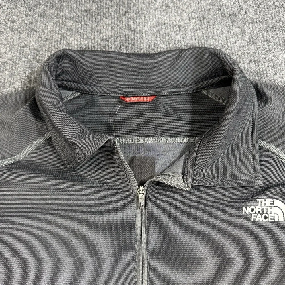 The North Face FlashDry Polo Shirt Mens Large Gray Black 1/4 Zip Performance